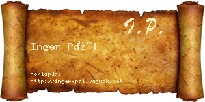 Inger Pál névjegykártya
